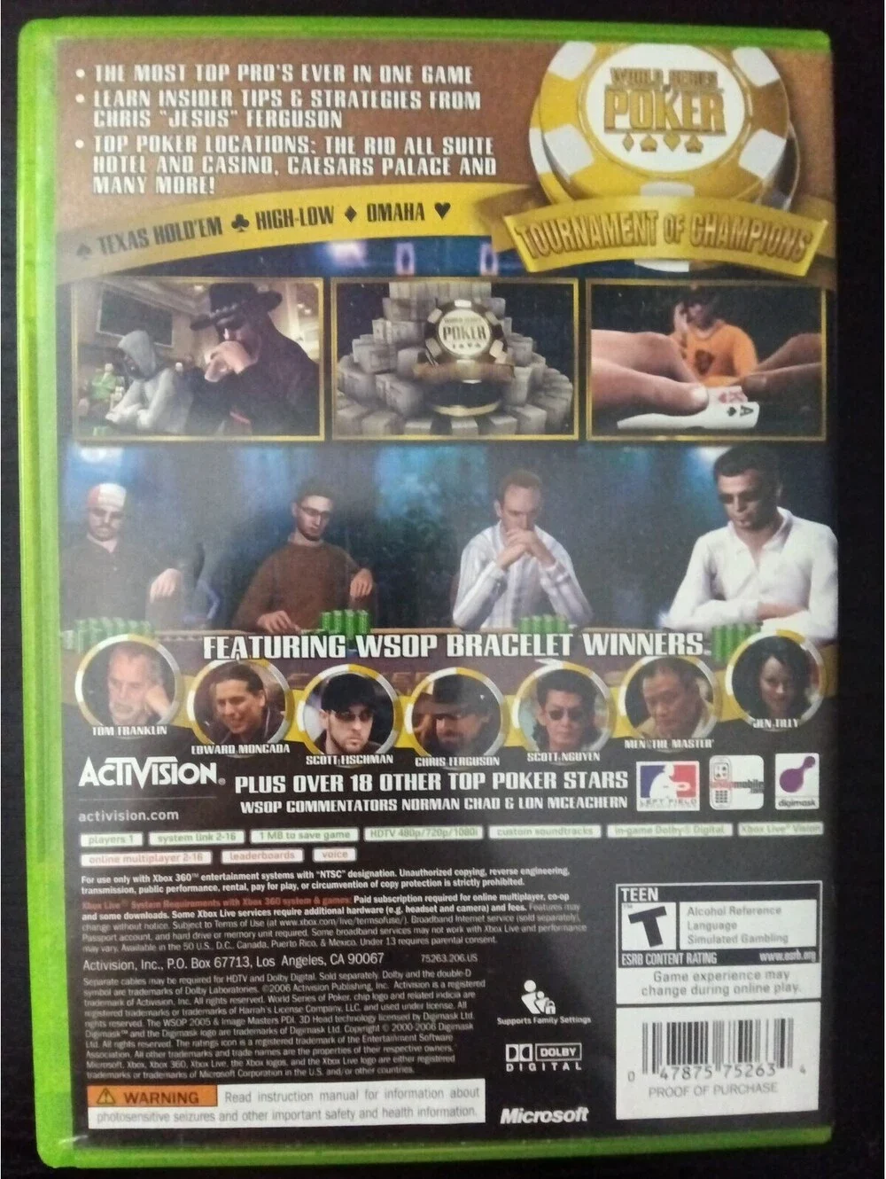 World Series of Poker: Tournament of Champions (Xbox 360) - CIB - Tested